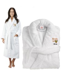 Deluxe Terry cotton with funny bride to be bee CUSTOM TEXT Embroidery bathrobe